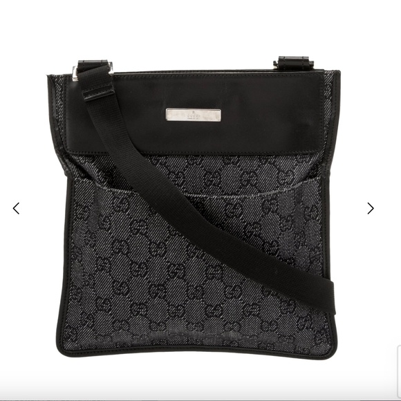 GUCCI GG Web Monogram Black Canvas Crossbody Bag - Picture 1 of 14